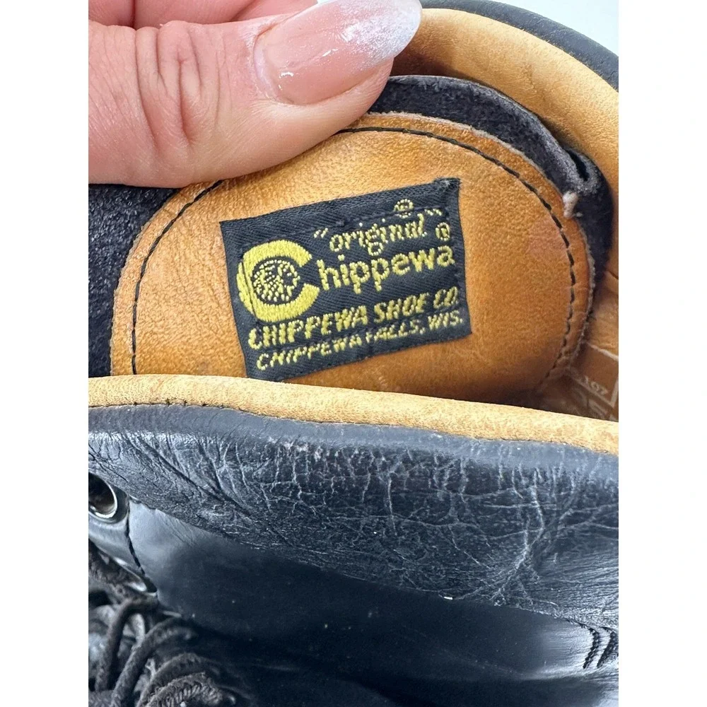 VINTAGE CHIPPEWA USA BAY APACHE UTILITY MEN'S SIZE 8.5D 9554 BLACK‎